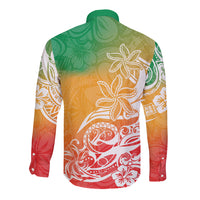 Polynesian Sunset Plumeria Long Sleeve Button Shirt Pacific Island Tribal Reggae Style LT9 - Polynesian Pride