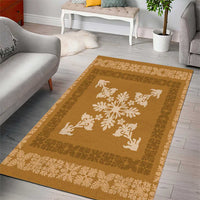 Hawaiian Quilt Block Design Area Rug Gold Hawaii Culture Motifs - Polynesian Pride