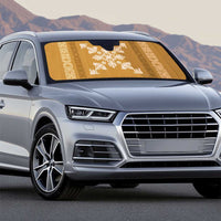 Hawaiian Quilt Block Design Auto Sun Shade Gold Hawaii Culture Motifs - Polynesian Pride