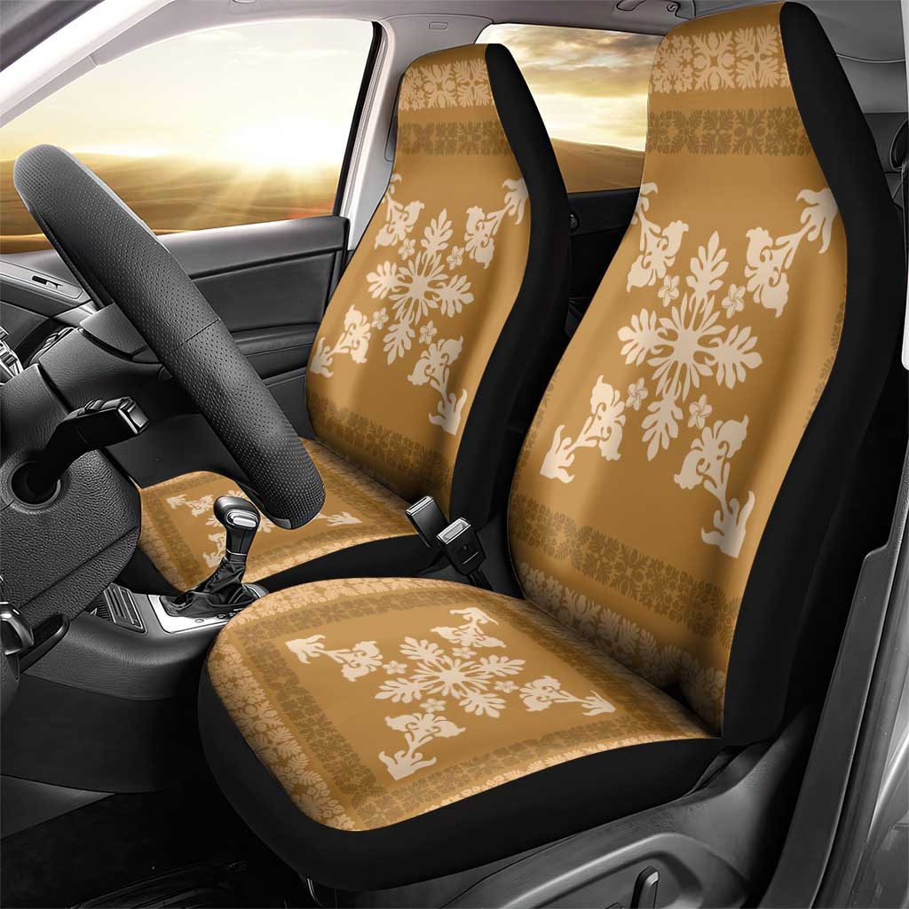 Hawaiian Quilt Block Design Car Seat Cover Gold Hawaii Culture Motifs - Polynesian Pride
