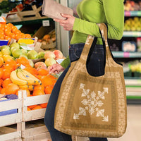 Hawaiian Quilt Block Design Grocery Bag Gold Hawaii Culture Motifs - Polynesian Pride