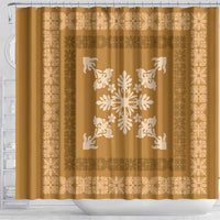 Hawaiian Quilt Block Design Shower Curtain Gold Hawaii Culture Motifs - Polynesian Pride