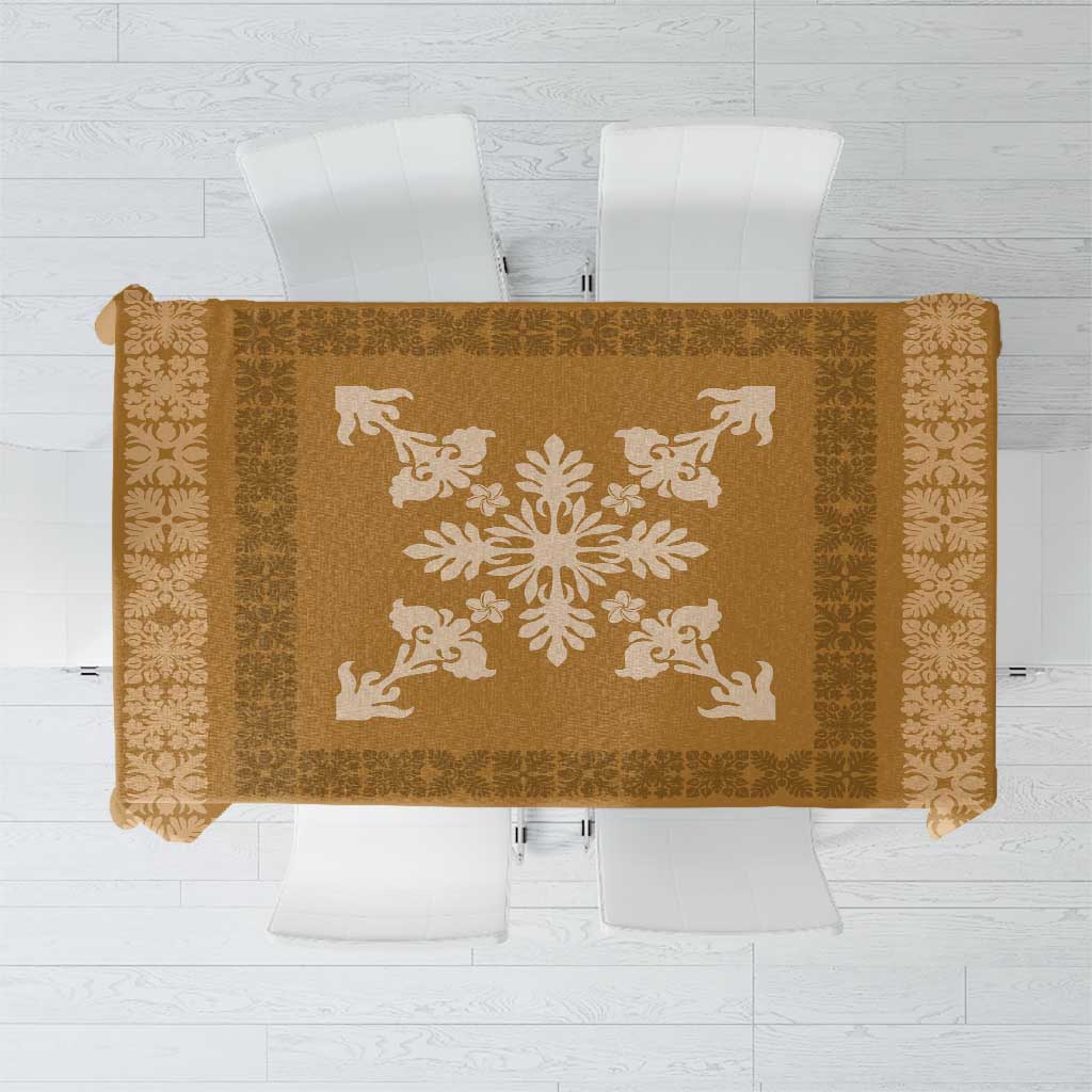 Hawaiian Quilt Block Design Tablecloth Gold Hawaii Culture Motifs - Polynesian Pride