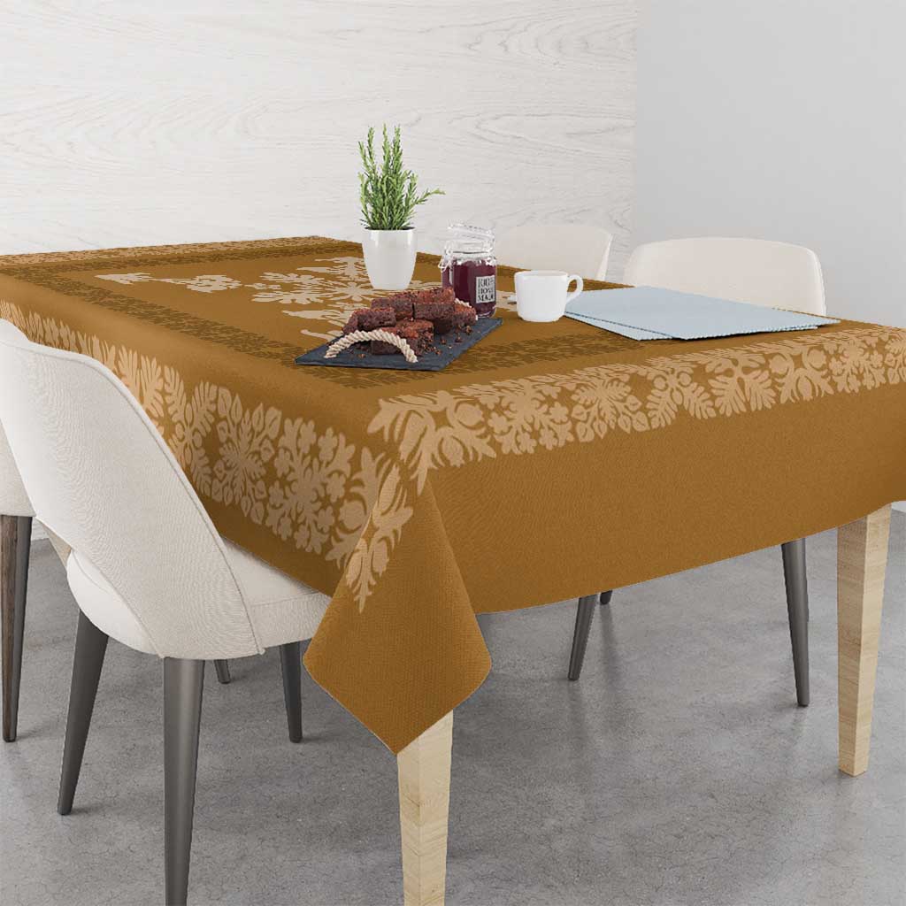 Hawaiian Quilt Block Design Tablecloth Gold Hawaii Culture Motifs - Polynesian Pride