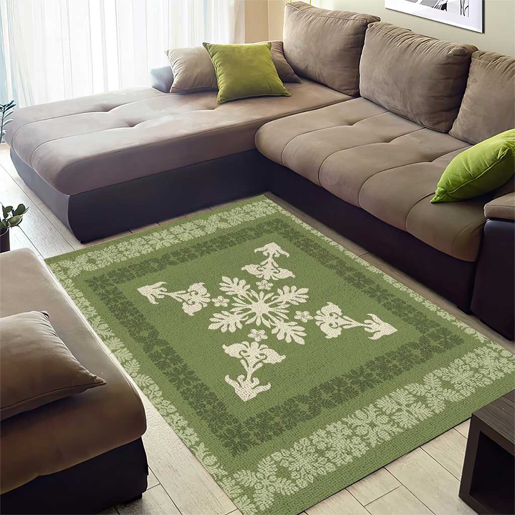 Hawaiian Quilt Block Design Area Rug Lime Hawaii Culture Motifs - Polynesian Pride