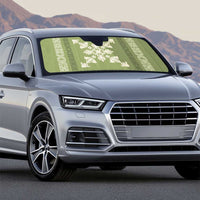 Hawaiian Quilt Block Design Auto Sun Shade Lime Hawaii Culture Motifs - Polynesian Pride