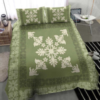 Hawaiian Quilt Block Design Bedding Set Lime Hawaii Culture Motifs - Polynesian Pride