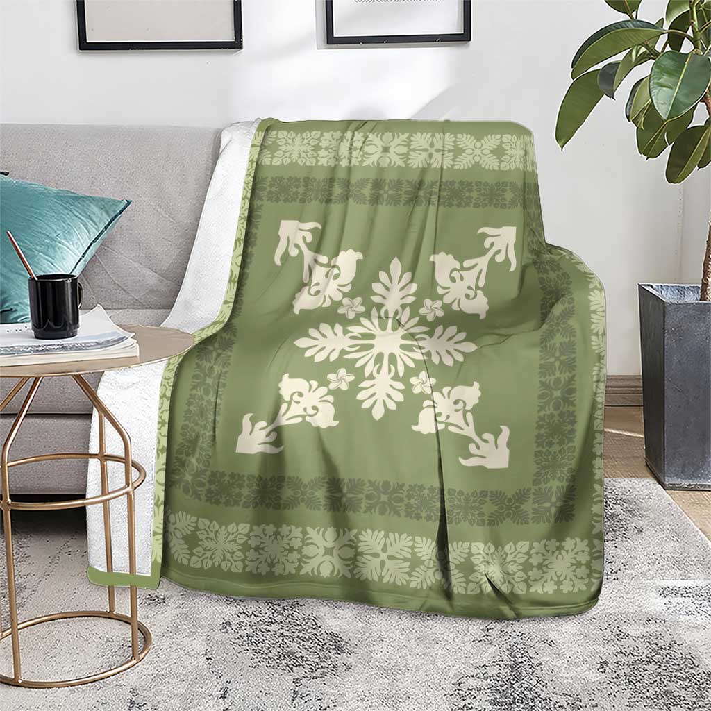 Hawaiian Quilt Block Design Blanket Lime Hawaii Culture Motifs - Polynesian Pride
