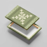 Hawaiian Quilt Block Design Canvas Wall Art Lime Hawaii Culture Motifs - Polynesian Pride