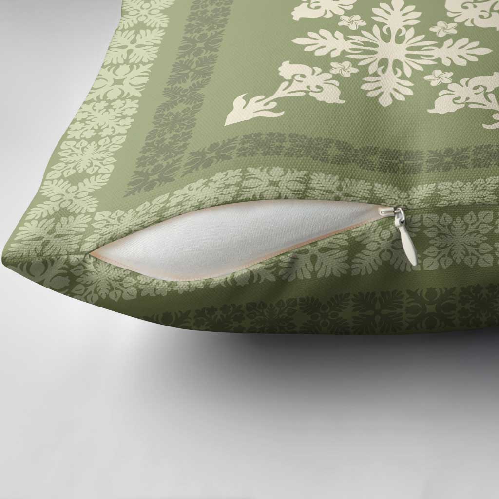 Hawaiian Quilt Block Design Pillow Cover Lime Hawaii Culture Motifs - Polynesian Pride