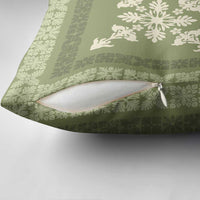 Hawaiian Quilt Block Design Pillow Cover Lime Hawaii Culture Motifs - Polynesian Pride