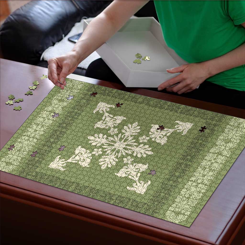 Hawaiian Quilt Block Design Puzzle Lime Hawaii Culture Motifs - Polynesian Pride