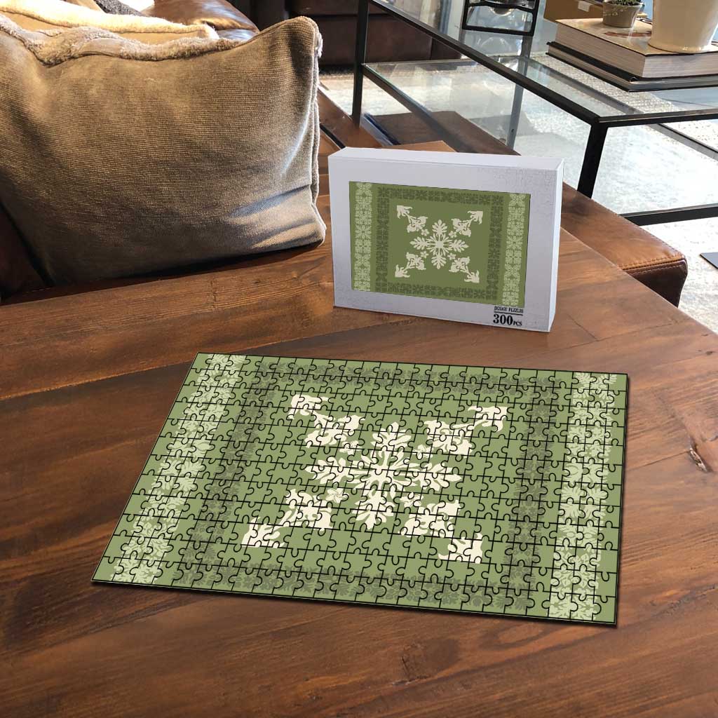 Hawaiian Quilt Block Design Puzzle Lime Hawaii Culture Motifs - Polynesian Pride