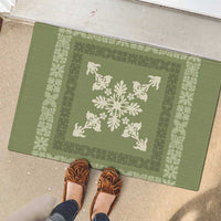 Hawaiian Quilt Block Design Rubber Doormat Lime Hawaii Culture Motifs - Polynesian Pride