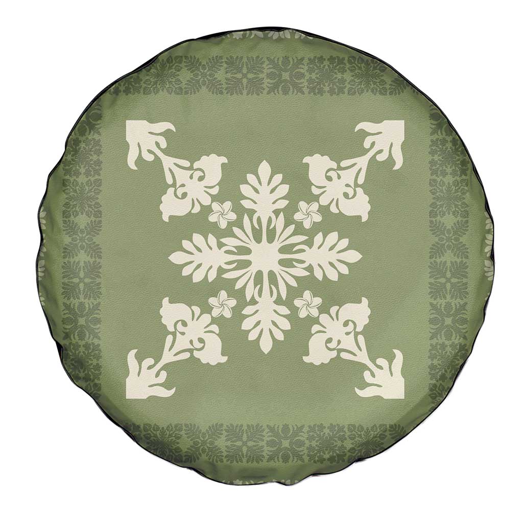 Hawaiian Quilt Block Design Spare Tire Cover Lime Hawaii Culture Motifs - Polynesian Pride