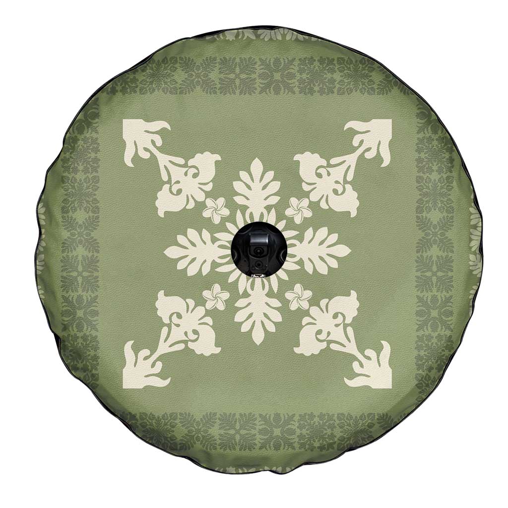 Hawaiian Quilt Block Design Spare Tire Cover Lime Hawaii Culture Motifs - Polynesian Pride