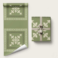 Hawaiian Quilt Block Design Wrapping Paper Lime Hawaii Culture Motifs - Polynesian Pride