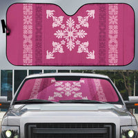 Hawaiian Quilt Block Design Auto Sun Shade Pink Hawaii Culture Motifs - Polynesian Pride