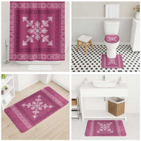 Hawaiian Quilt Block Design Bathroom Set Pink Hawaii Culture Motifs - Polynesian Pride
