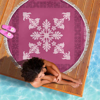 Hawaiian Quilt Block Design Beach Blanket Pink Hawaii Culture Motifs - Polynesian Pride
