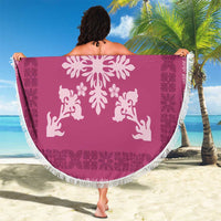 Hawaiian Quilt Block Design Beach Blanket Pink Hawaii Culture Motifs - Polynesian Pride