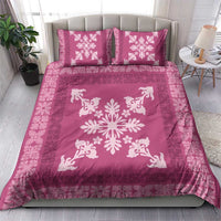Hawaiian Quilt Block Design Bedding Set Pink Hawaii Culture Motifs - Polynesian Pride