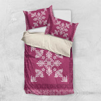 Hawaiian Quilt Block Design Bedding Set Pink Hawaii Culture Motifs - Polynesian Pride