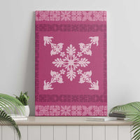 Hawaiian Quilt Block Design Canvas Wall Art Pink Hawaii Culture Motifs - Polynesian Pride