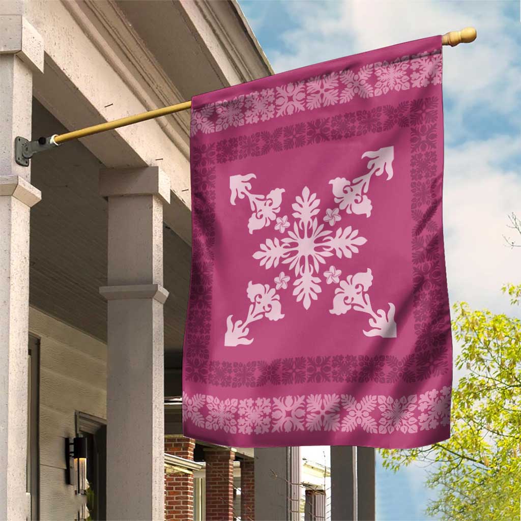 Hawaiian Quilt Block Design Garden Flag Pink Hawaii Culture Motifs - Polynesian Pride