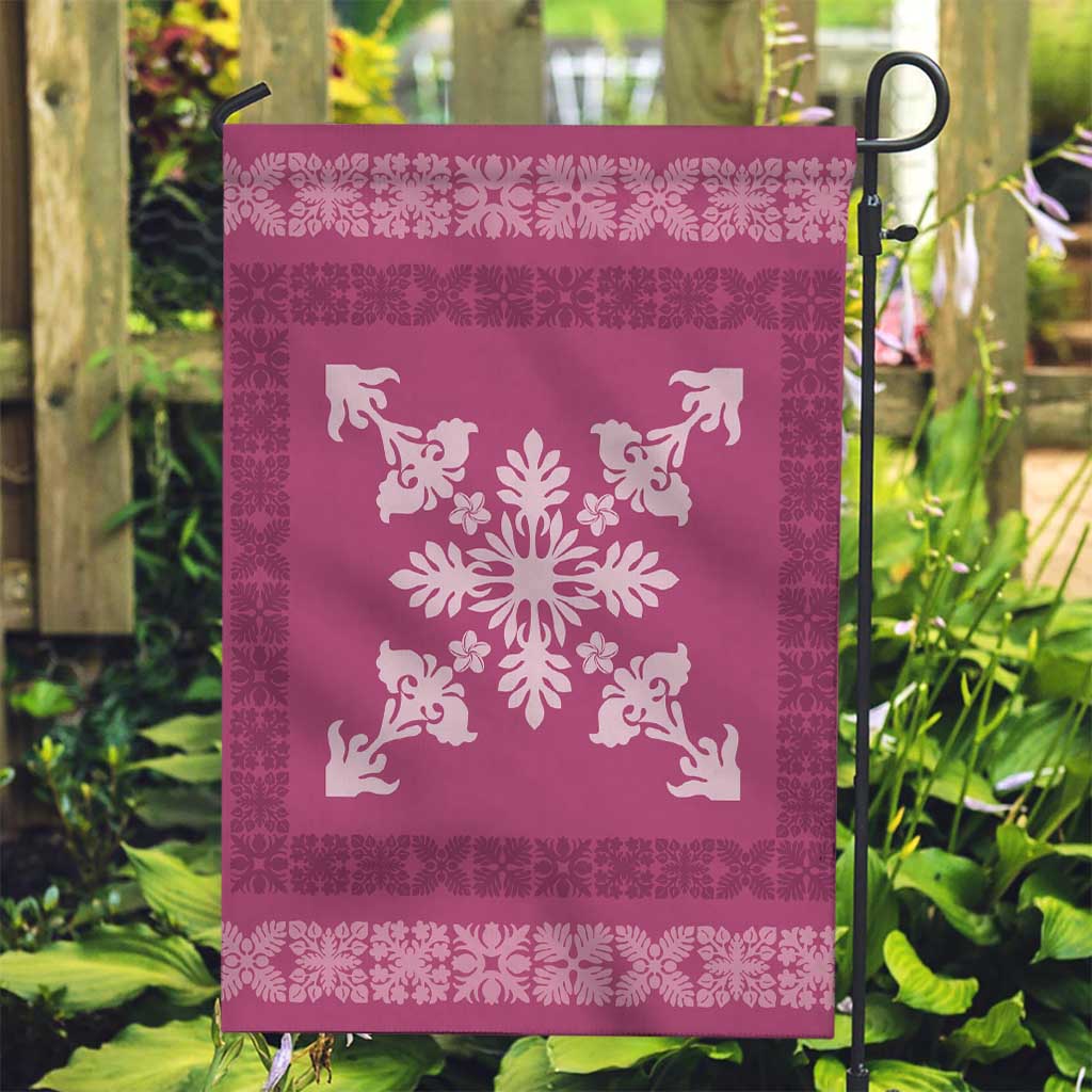 Hawaiian Quilt Block Design Garden Flag Pink Hawaii Culture Motifs - Polynesian Pride