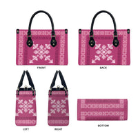 Hawaiian Quilt Block Design Leather Bag Pink Hawaii Culture Motifs - Polynesian Pride
