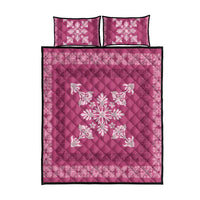 Hawaiian Quilt Block Design Quilt Bed Set Pink Hawaii Culture Motifs - Polynesian Pride