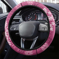 Hawaiian Quilt Block Design Steering Wheel Cover Pink Hawaii Culture Motifs - Polynesian Pride
