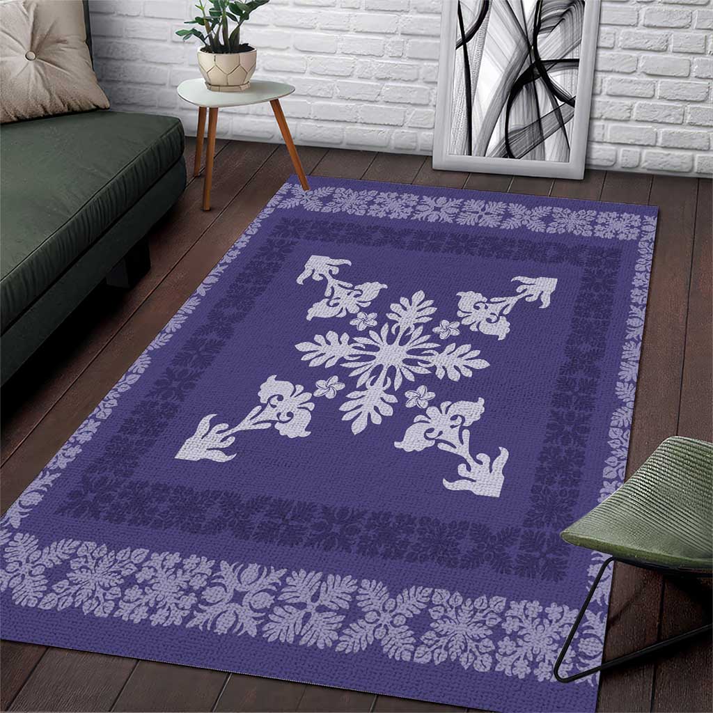 Hawaiian Quilt Block Design Area Rug Purple Hawaii Culture Motifs - Polynesian Pride