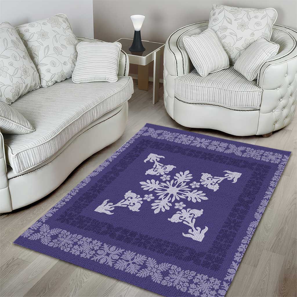 Hawaiian Quilt Block Design Area Rug Purple Hawaii Culture Motifs - Polynesian Pride
