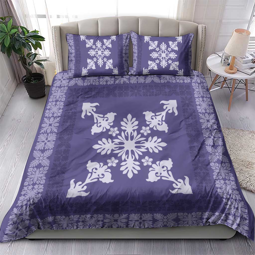 Hawaiian Quilt Block Design Bedding Set Purple Hawaii Culture Motifs - Polynesian Pride