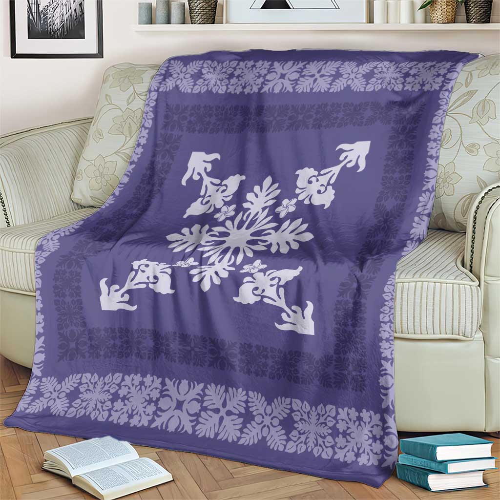 Hawaiian Quilt Block Design Blanket Purple Hawaii Culture Motifs - Polynesian Pride
