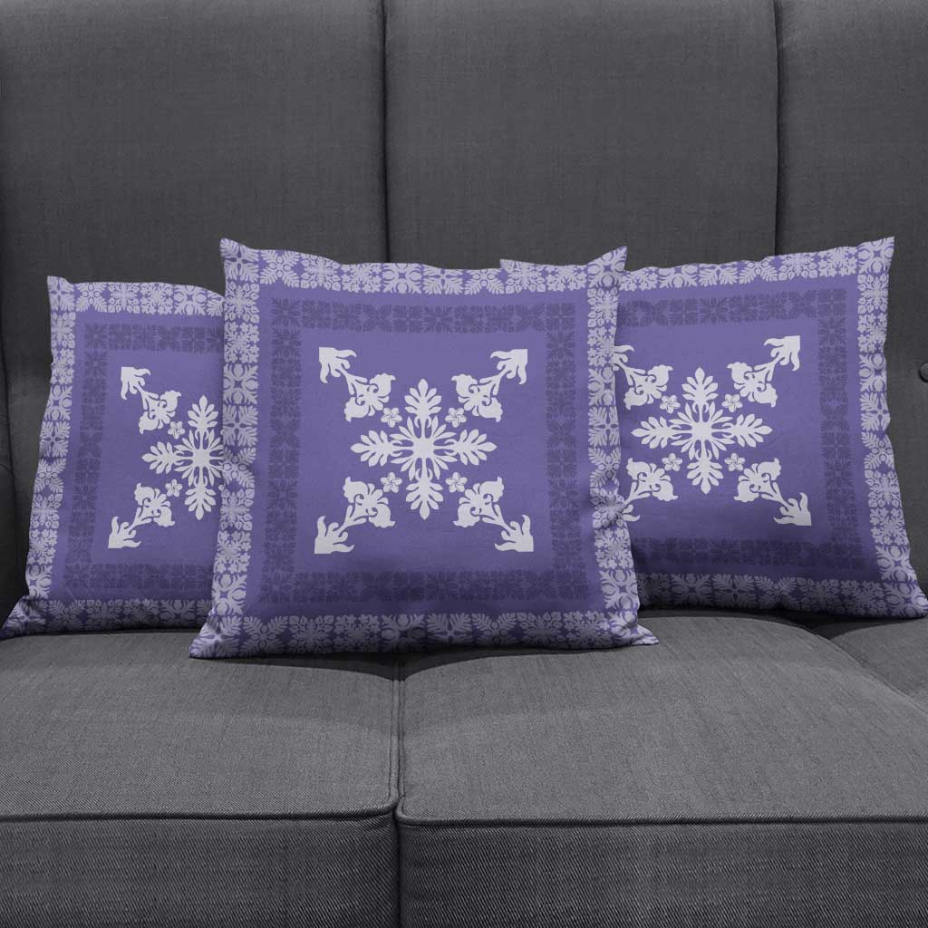 Hawaiian Quilt Block Design Pillow Cover Purple Hawaii Culture Motifs - Polynesian Pride