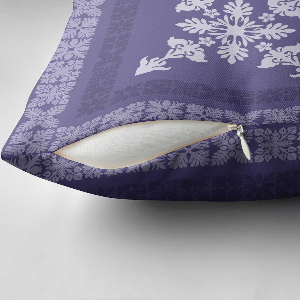 Hawaiian Quilt Block Design Pillow Cover Purple Hawaii Culture Motifs - Polynesian Pride