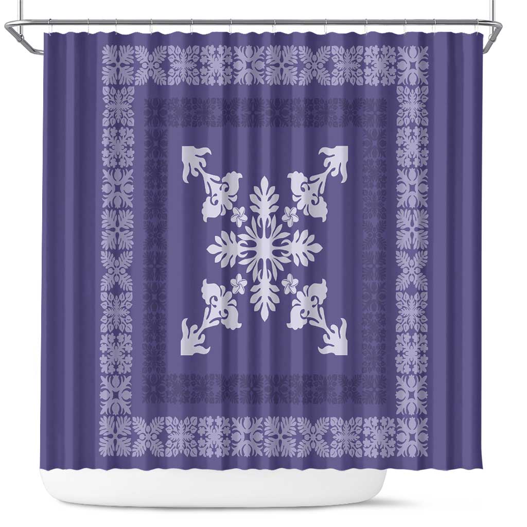 Hawaiian Quilt Block Design Shower Curtain Purple Hawaii Culture Motifs - Polynesian Pride