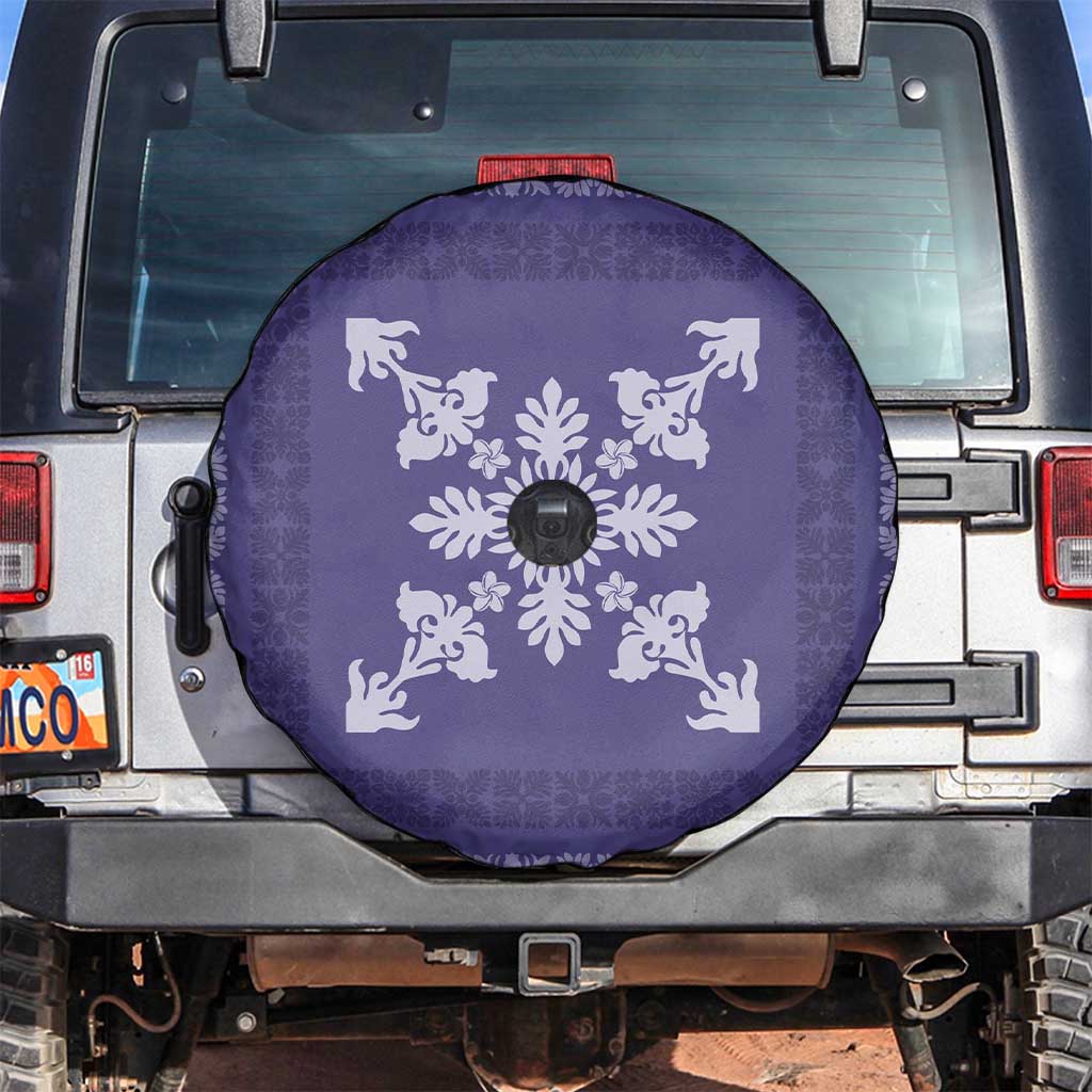 Hawaiian Quilt Block Design Spare Tire Cover Purple Hawaii Culture Motifs - Polynesian Pride