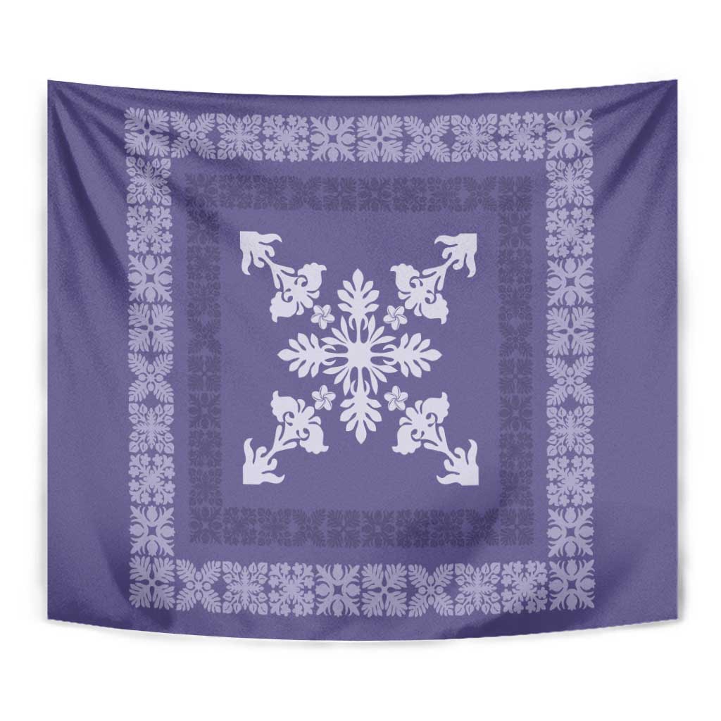 Hawaiian Quilt Block Design Tapestry Purple Hawaii Culture Motifs - Polynesian Pride