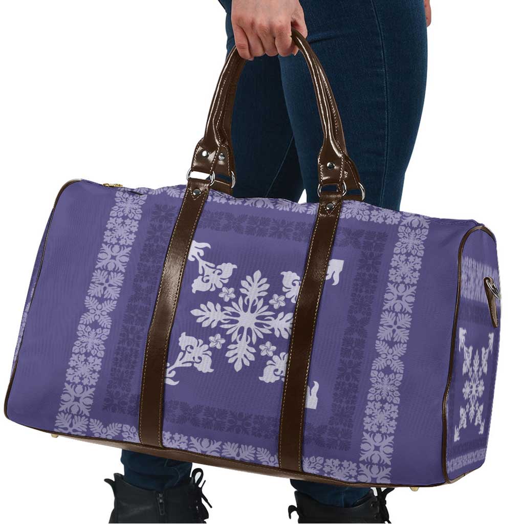 Hawaiian Quilt Block Design Travel Bag Purple Hawaii Culture Motifs - Polynesian Pride