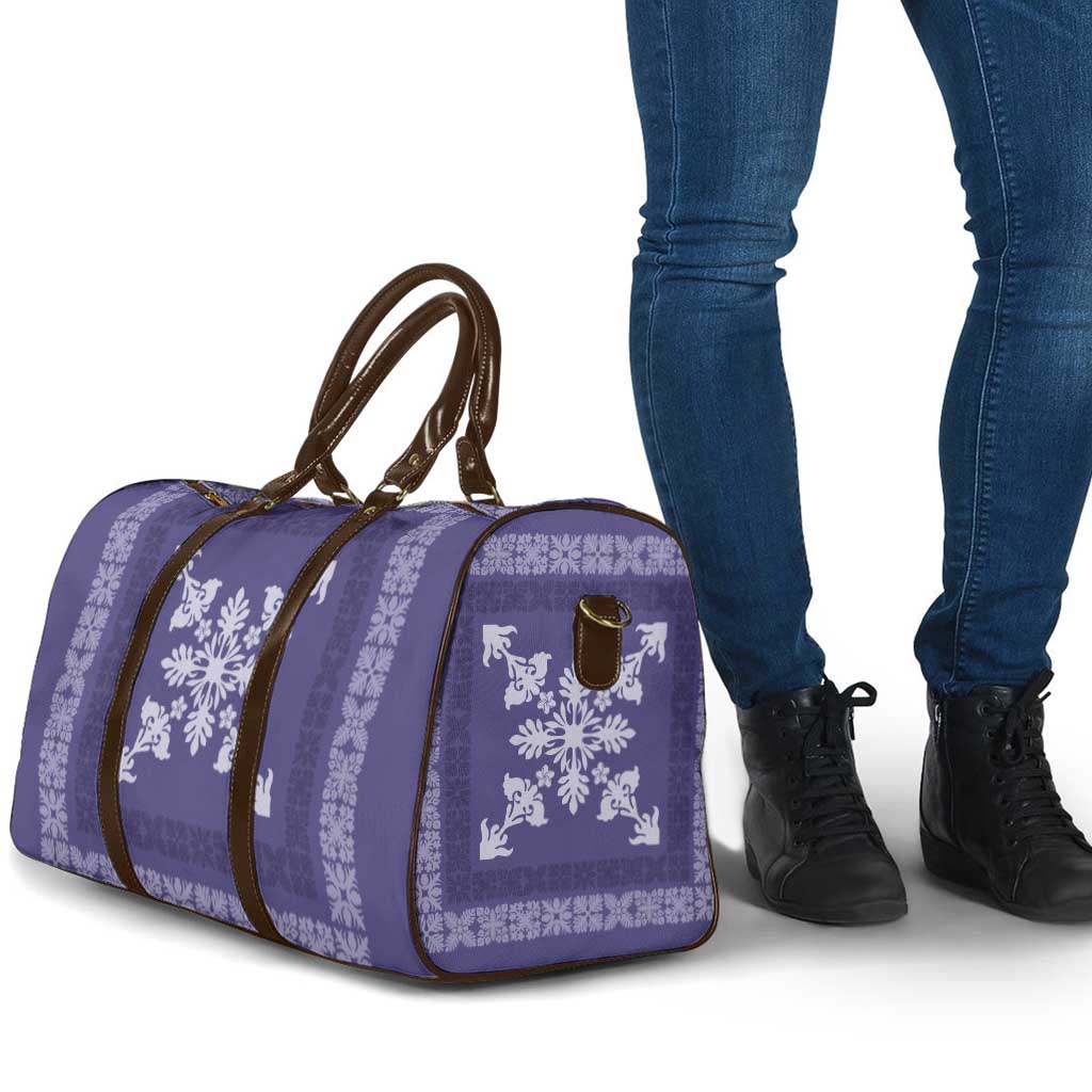 Hawaiian Quilt Block Design Travel Bag Purple Hawaii Culture Motifs - Polynesian Pride