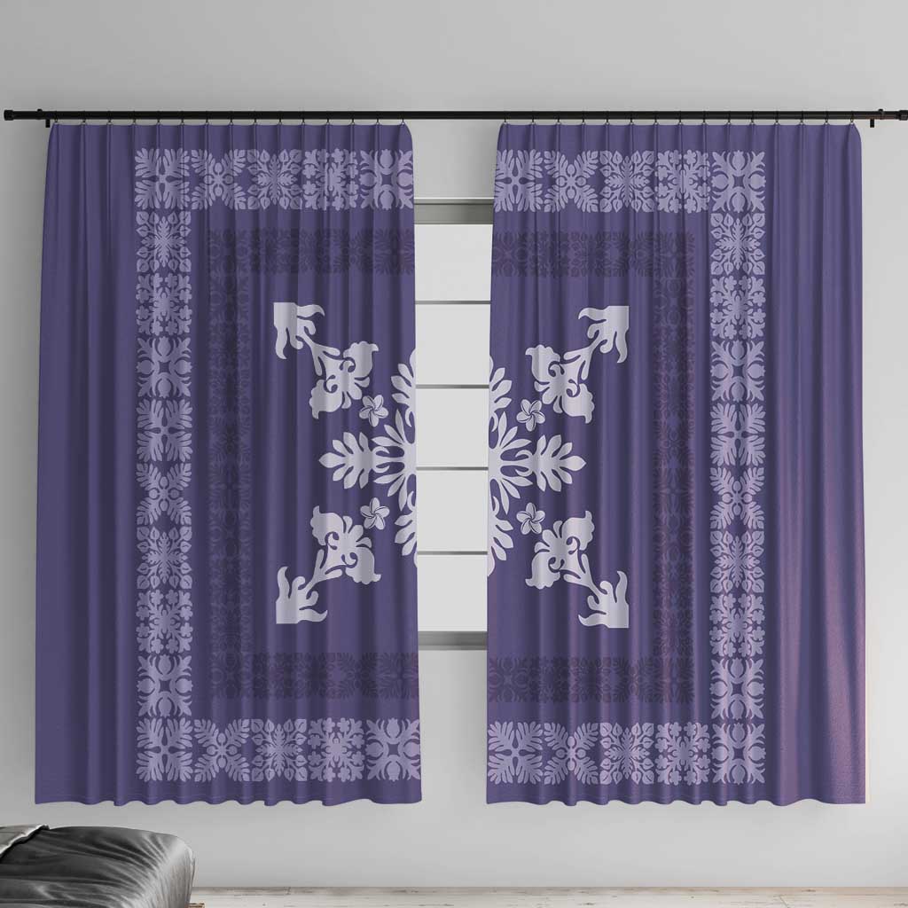 Hawaiian Quilt Block Design Window Curtain Purple Hawaii Culture Motifs - Polynesian Pride