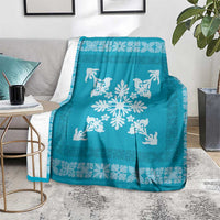 Hawaiian Quilt Block Design Blanket Teal Hawaii Culture Motifs - Polynesian Pride
