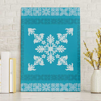 Hawaiian Quilt Block Design Canvas Wall Art Teal Hawaii Culture Motifs - Polynesian Pride