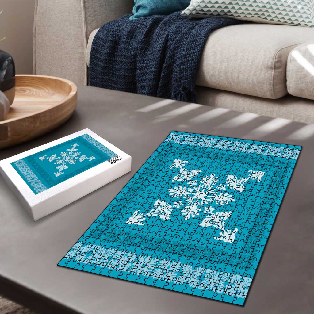 Hawaiian Quilt Block Design Puzzle Teal Hawaii Culture Motifs - Polynesian Pride