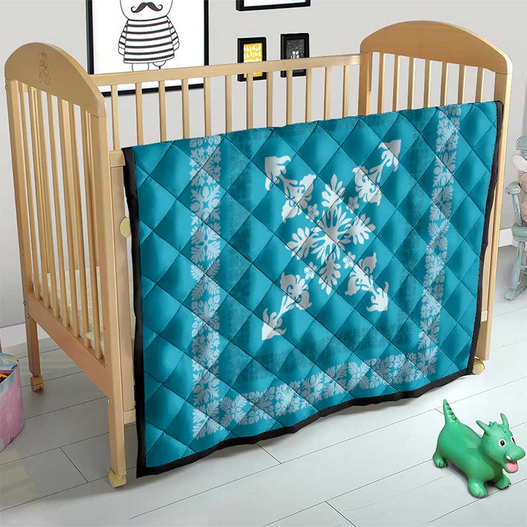 Hawaiian Quilt Block Design Quilt Teal Hawaii Culture Motifs - Polynesian Pride