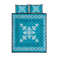 Hawaiian Quilt Block Design Quilt Bed Set Teal Hawaii Culture Motifs - Polynesian Pride